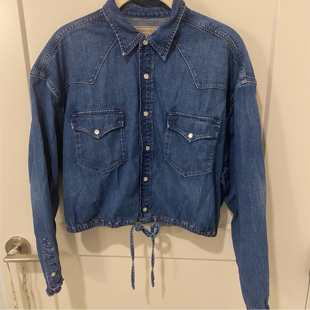 Polo Ralph Lauren Blue Denim  Pearlized snap crop Jacket / Shirt